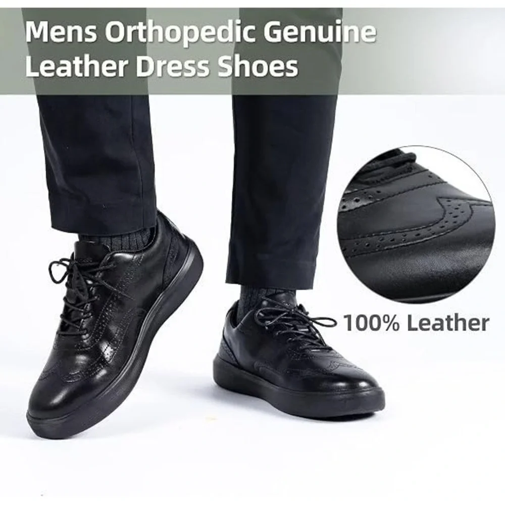 OrthoComfoot Men's Orthopedic Leather Dress Oxford with Arch Support SIZE 14